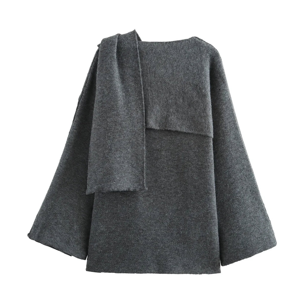 Manteau mi-long avec écharpe | Gris