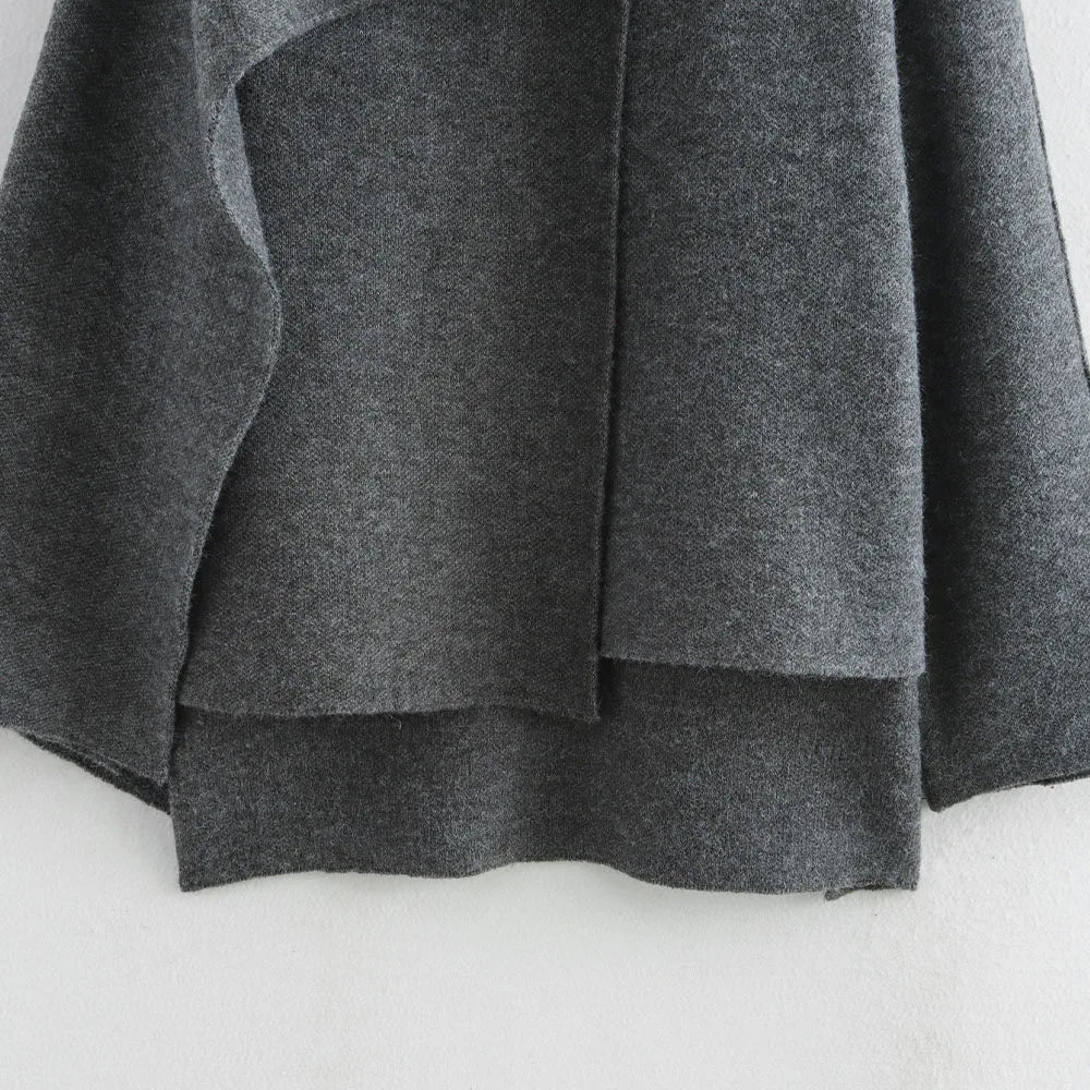 Manteau mi-long avec écharpe | Gris