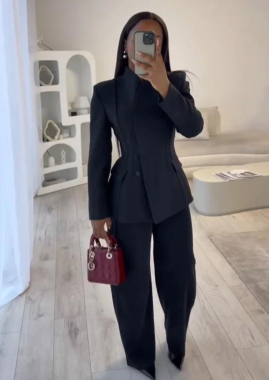 Pantalon Noir Taille Haute